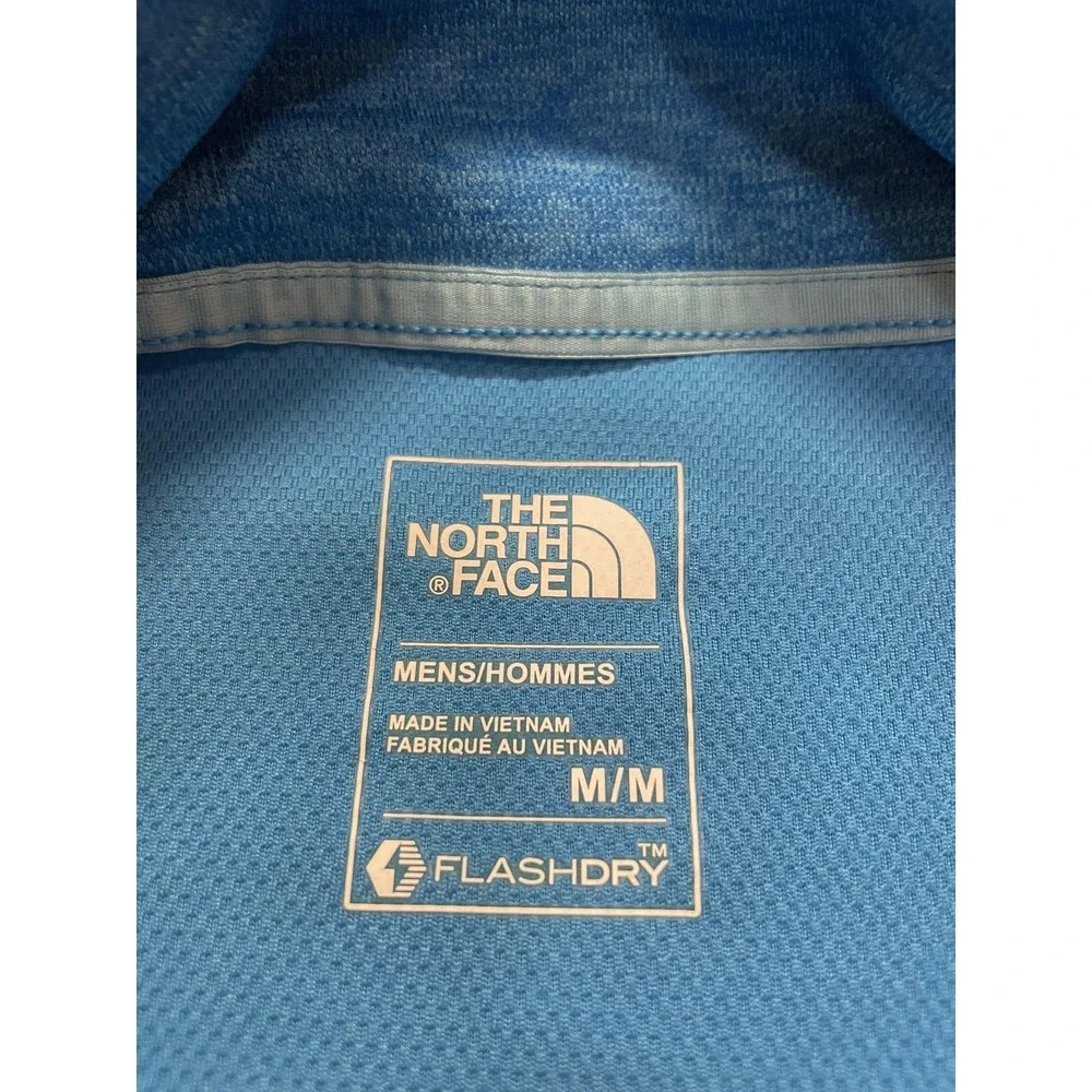 The North Face Shirt Mens Medium‎ Blue 1/4 Zip FlashDry Long Sleeve Hiking Trail